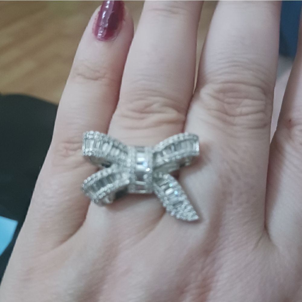 Diamond Bow Silver Ring - Picture 5 of 6